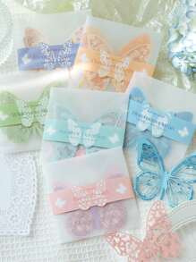 6sheets/pack Random Hollow Butterfly Lace Material Paper For Photo Album, Journal Diary Album Card Making DIY Arts And Crafts, - Multicolor - View 1