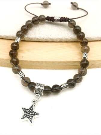 天然水晶裝飾星形墜飾串珠手鏈