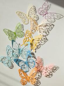 6sheets/pack Random Hollow Butterfly Lace Material Paper For Photo Album, Journal Diary Album Card Making DIY Arts And Crafts, - Multicolor - View 2