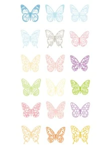 6sheets/pack Random Hollow Butterfly Lace Material Paper For Photo Album, Journal Diary Album Card Making DIY Arts And Crafts, - Multicolor - View 3