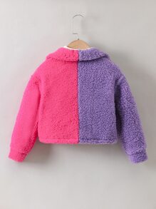 Toddler Girls 1pc Two Tone Flap Pocket Teddy Jacket - Multicolor - View 2