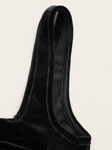 SHEIN ICON Ruched Bust Asymmetrical Hem Flannelette Cami Top - Black - View 3