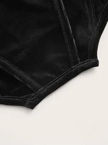 SHEIN ICON Ruched Bust Asymmetrical Hem Flannelette Cami Top - Black - View 4