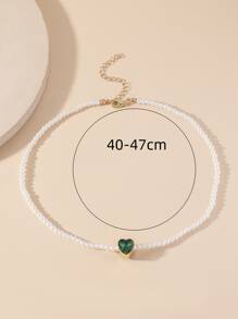 Heart Decor Beaded Necklace - Multicolor - View 3