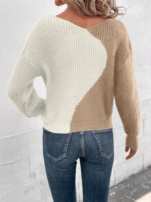 SHEIN LUNE Jersey de dos tonos de hombros caídos