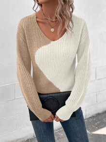 SHEIN LUNE Jersey de dos tonos de hombros caídos