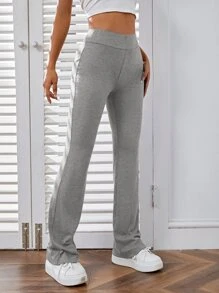 SHEIN EZwear 羅紋針織喇叭褲