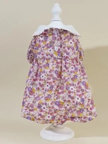 1入組碎花圖案寵物連衣裙帶1入組帽 - 彩色 - 查看 4