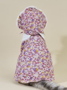 1入組碎花圖案寵物連衣裙帶1入組帽 - 彩色 - 查看 6