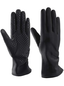 1pair Anti-slip Touchscreen Gloves - Black - View 1