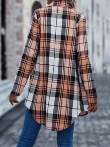 SHEIN LUNE 格紋印花弧形下擺襯衫 - 彩色 - 查看 2