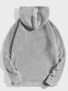 Manfinity RebelGame Men Letter Embroidery Teddy Hoodie - Grey - View 2
