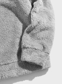 Manfinity RebelGame Men Letter Embroidery Teddy Hoodie - Grey - View 4