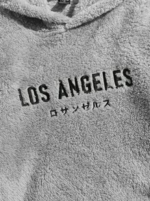 Manfinity RebelGame Men Letter Embroidery Teddy Hoodie - Grey - View 5