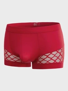 Men Fishnet Insert Boxer Brief - Red - View 1