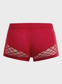 Men Fishnet Insert Boxer Brief - Red - View 2