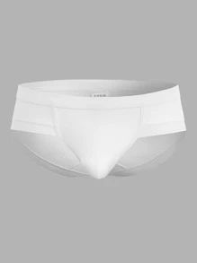 男式白色纯色基本款高弹力面料三角裤 - 白色 - 查看 3