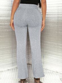 SHEIN SXY Quần nữ màu trơn Giải trí - Màu Xám nhạt - Xem 3
