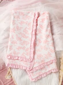 SHEIN Conjunto De Enterizo Con Mangas Acampanadas Y Estampado Floral, Diadema, Babero, Bolsa De Almacenamiento Y Manta Para Bebé Niña Recién Nacida - Blanco - Ver 7