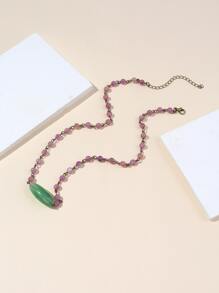 Bead Charm Necklace - Multicolor - View 1
