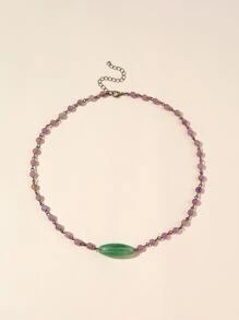 Bead Charm Necklace - Multicolor - View 2