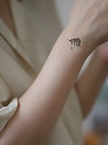 9pcs Butterfly, Flower, Animal Design Small Temporary Tattoo Stickers For Wrist And Other Body Parts - Black - View 3