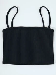 SHE(IN) BRASIL Top de tirantes corto unicolor - Negro - Ver 5