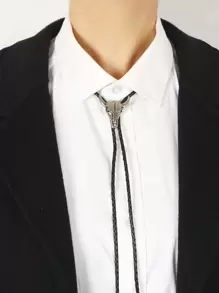 男士黃牛頭部裝飾項鍊 - 黑色 - 查看 4