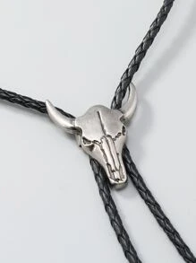男士黃牛頭部裝飾項鍊 - 黑色 - 查看 3
