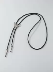 男士黃牛頭部裝飾項鍊 - 黑色 - 查看 2