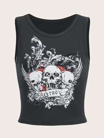 Canotta con stampa teschi