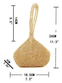 閃閃發光，閃亮迷人，優雅迷你萊茵石裝飾晚宴包，完美的新娘錢包，適合婚禮、舞會和派對活動晚宴包，適合派對女孩、女士、女性完美適合派對、婚禮、舞會、晚餐/宴會、雞尾酒的最佳禮物女性 - 金色 - 查看 4