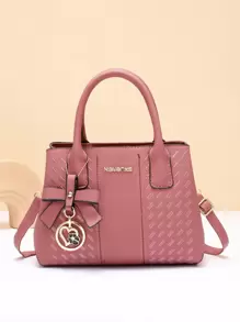 Letter Detail Square Bag With Bag Charm