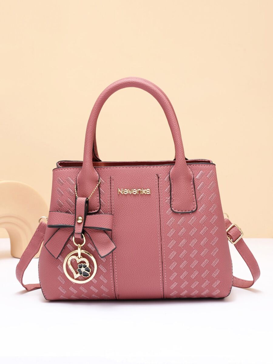Letter Detail Square Bag With Bag Charm