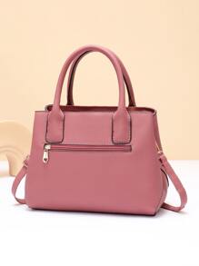 Letter Detail Square Bag With Bag Charm