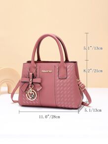 Letter Detail Square Bag With Bag Charm