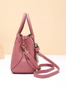 Letter Detail Square Bag With Bag Charm