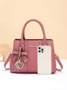 Letter Detail Square Bag With Bag Charm