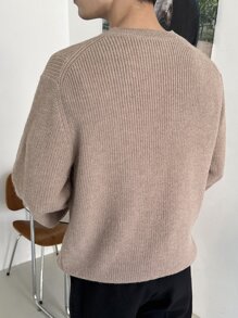 DAZY Men Solid Round Neck Jumper - Khaki - View 2