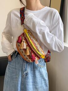 Tassel Decor Bum Bag - Multicolor - View 1