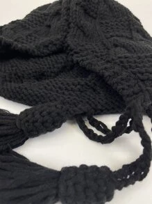Tassel Decor Crochet Hat - Black - View 4