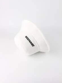 字母刺繡毛茸茸漁夫帽 - 白色 - 查看 3