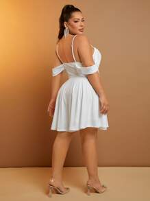 SHEIN SXY Plus Cold Shoulder Dress - White - View 2