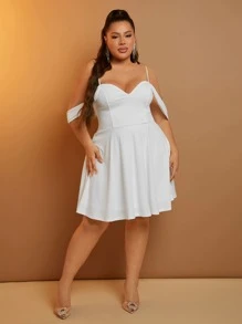 SHEIN SXY Plus Cold Shoulder Dress - White - View 5