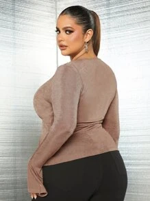 SHEIN SXY لباس علوي ربطة امامية اكمام منتفضة مقاس كبير