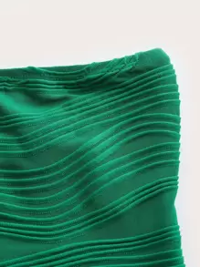 SHEIN EZwear 夏季绿色圣帕特里克节褶饰短款抹胸修身打底上衣 - 綠色 - 查看 3