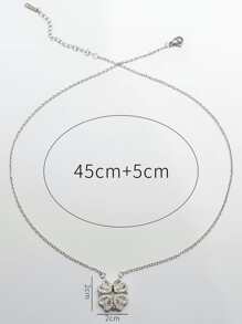 方晶锆石四叶草吊坠项链 情人节、妈妈、母亲、母亲节、礼物 - 銀色 - 查看 3