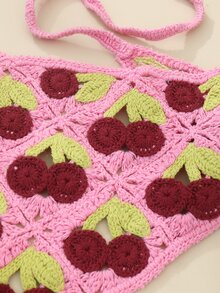 1件装女士手工针织樱桃发带，甜美可爱风格，时尚配饰，适合日常佩戴，春夏、度假旅行夏季发饰沙滩发带女士头巾 - 彩色 - 查看 6