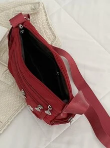 字母貼飾方包 - 紅色 - 查看 7