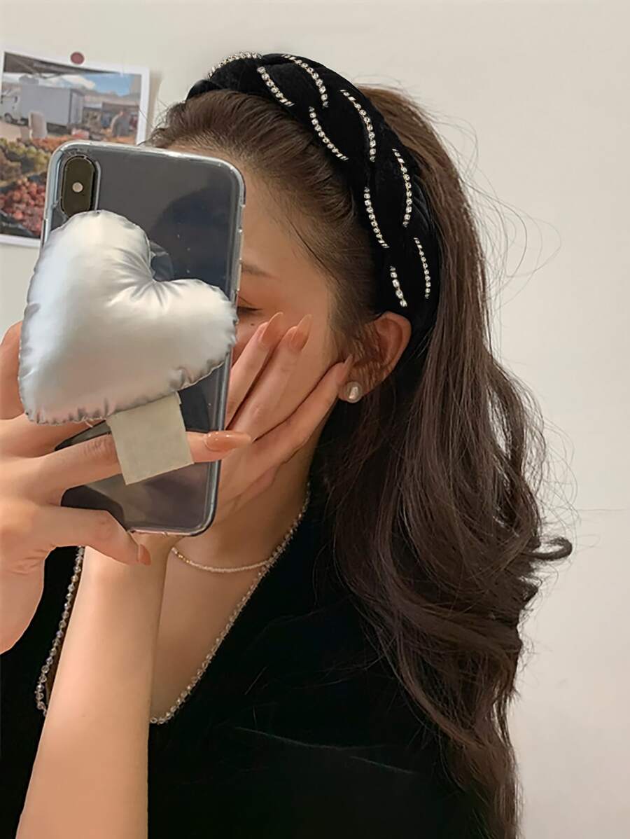 Tiệc 1pc Rhinestone Trang trí Băng đô bện Tiara - màu đen - Xem 1